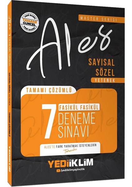 2026 Ales Master Serisi Sözel-Sayısal Yetenek Soru Bankası-Çözümlü Fasikül 7 Deneme-Çözümlü 3 Deneme modelleri