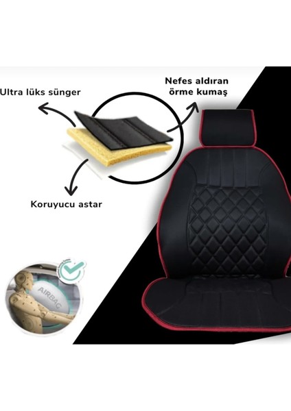 Renault R9 Sprint Brodway Oto Siyah-Kırmızı Ön Iki Koltuk Minderi fiyatları