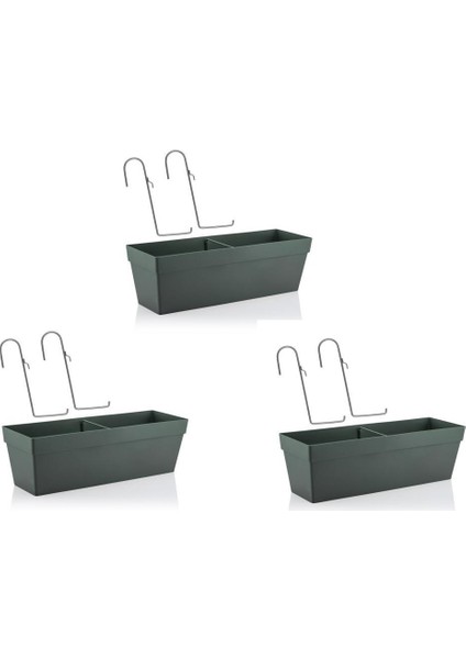 SO-YB02A Askılı Yalı Balkon Saksı 10.8 Lt Antrasit 3 Adet
