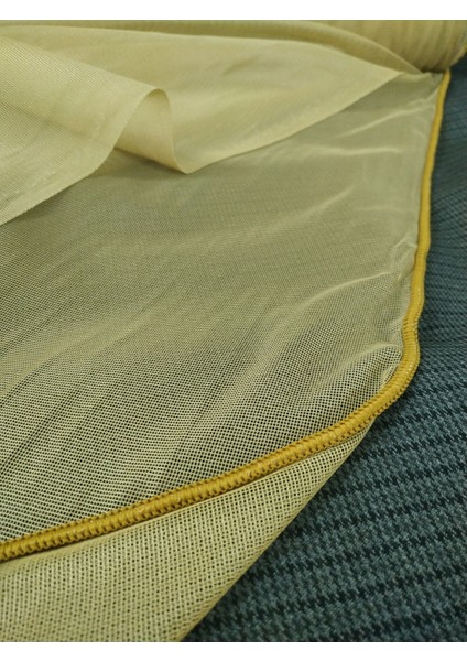 Çocuk Odası Dökümlü Düz Tül Perde - Hardal - Pileli Dikim 1x2,5 Pile - HR500 modelleri