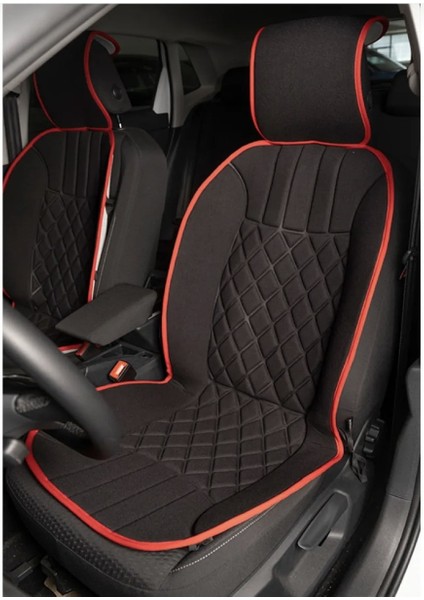 Audi A1 Hb Oto Siyah-Kırmızı Ön Iki Koltuk Minderi