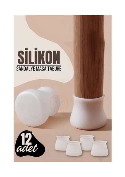 Bfs Masa ve Sandalye Ayak Koruyucu Silikon Zemin Koruyucu Beyaz 12 Adet