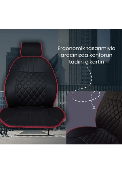 Ford Edge Oto Siyah-Kırmızı Ön Iki Koltuk Minderi modelleri