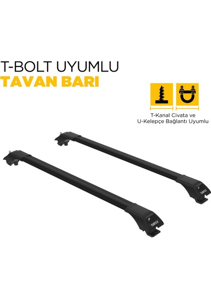 Opel Combo Life Turtle Ara Atkı Taşıyıcı Bar 2019-2025 Arası Uyumlu - Turtle Tourmaline V1 Siyah modelleri