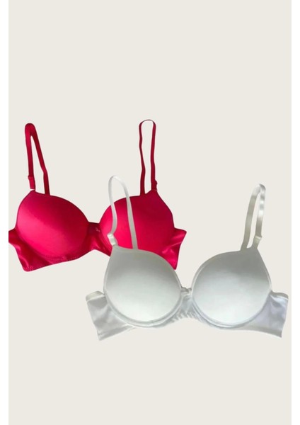 Arias Closet Kırmızı-Beyaz 2li Mikro Kumaş Push Up Dolgulu Balenli Günlük Destekli Sütyen fiyatları