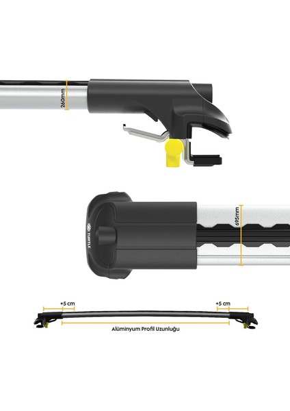 Volkswagen Amarok Turtle Ara Atkı Taşıyıcı Bar 2010-2022 Arası Uyumlu - Turtle Air1 Gri modelleri