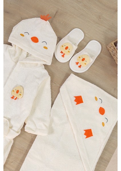 Kız Erkek Bebek Civciv Işemeli Lüks Bornoz Takımı Havlu Seti % 100 Pamuk Kumaş 0- 2 Yaş STL7056 fırsatları