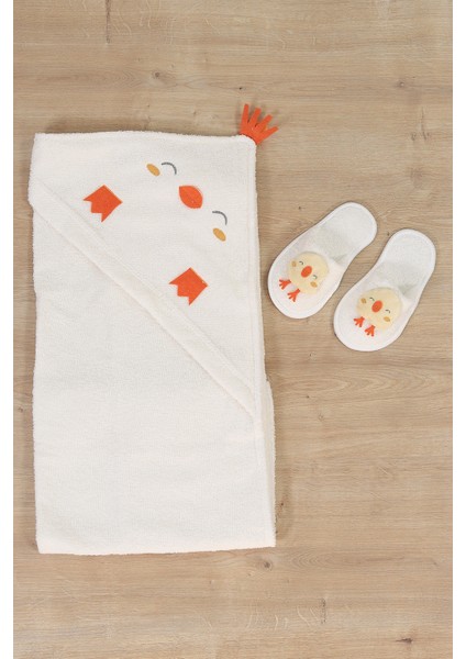 Kız Erkek Bebek Civciv Işemeli Lüks Bornoz Takımı Havlu Seti % 100 Pamuk Kumaş 0- 2 Yaş STL7056 indirimleri