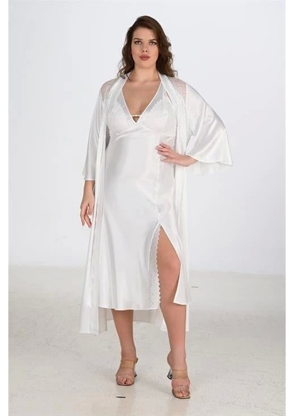 Arias Closet 2li Ekru Sabahlık Takımı Bigsize 6224