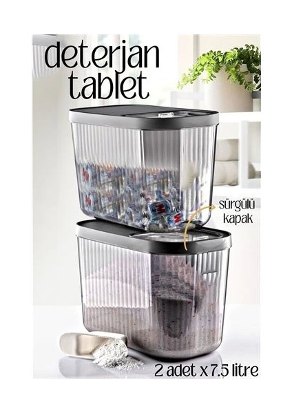 Multibox Deterjan Tablet Kutusu Sürgülü Kapak 7.5 Litre 2 Adet fiyatları
