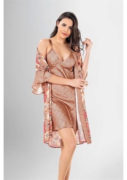 Arias Closet 2 Li Kısa Sabahlık Takımı Desenli