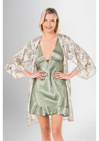Arias Closet 2 Li Kısa Sabahlık Takımı Desenli