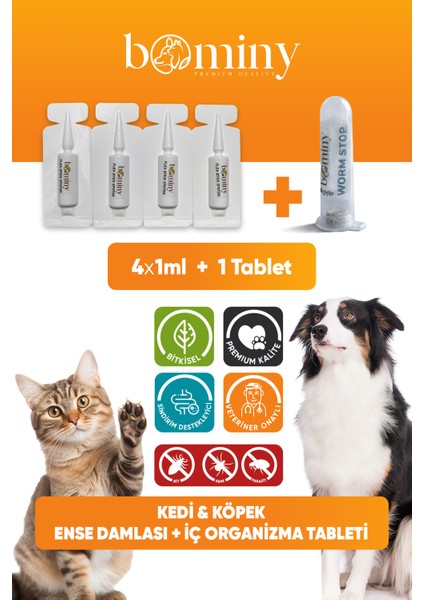Kedi Köpek Iç Dış Parazit 4 Adet 1 ml Damla 1 Adet Iç Parazit