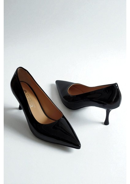 Hakiki Rugan Deri Siyah Kadın Stiletto – 6 cm Ince Topuk Şık Sivri Burun Topuklu Ayakkabı fiyatları