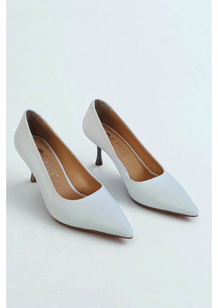 Hakiki Deri Beyaz Kadın Stiletto – 6 cm Metal Ince Topuk Şık Sivri Burun Topuklu Ayakkabı modelleri