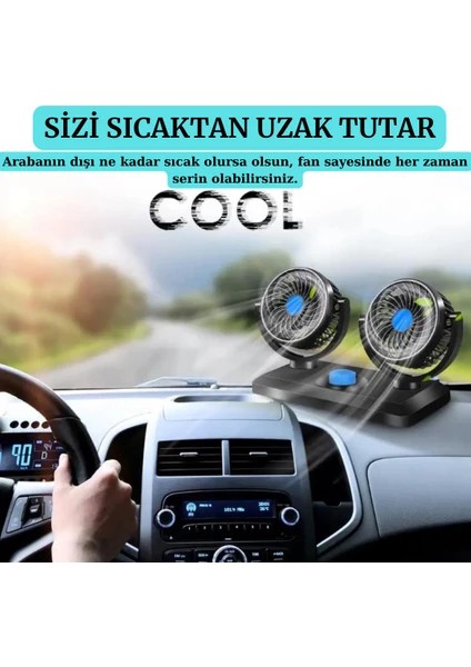 Tüm Araçlara Uyumlu Araç Içi Torpido Üstü 360 Derece Dönebilen 12V Vantilatör Çakmak Girişli indirimleri