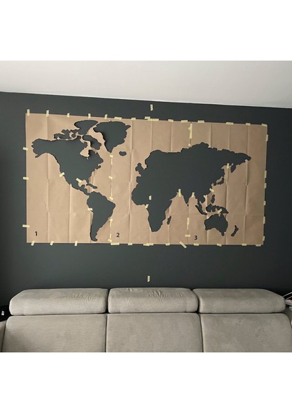 Ahşap Dünya Haritası Duvar Tablosu Ofis Dekor (Plus, Xlarge - 250X135 Cm, Ahşap) MF512