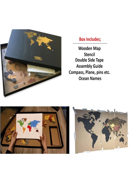 Ahşap Dünya Haritası Duvar Tablosu Dekor (Plus, Medium - 150X80 Cm, Ahşap) MF511 indirimleri