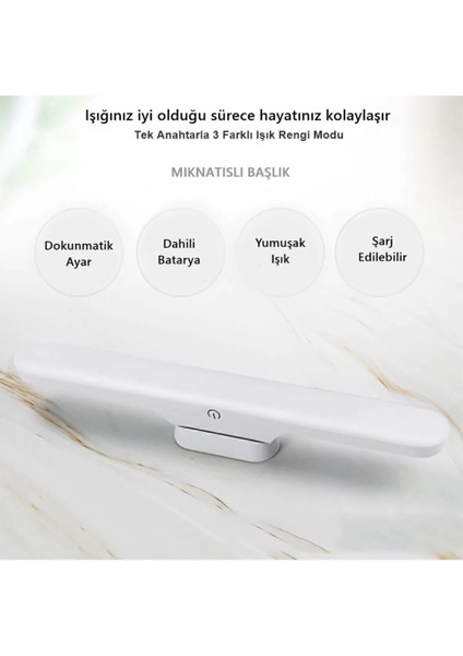 Ekim Aydınlatma CT-5249 Martı Ledli Dimmerli Dokunmatik Anahtarlı Şarjlı 3 Renk Aplik Beyaz Kasa modelleri