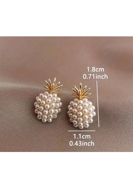 1 Çift Zarif Inci Ananas Küpe - Minimalist Altın Tonlu Tasarım ile Hafif Inci Kümeleri, Günlük iş Giyim Veya Hediye Verme Için Mükemmel, Ananas Küpeler fiyatları