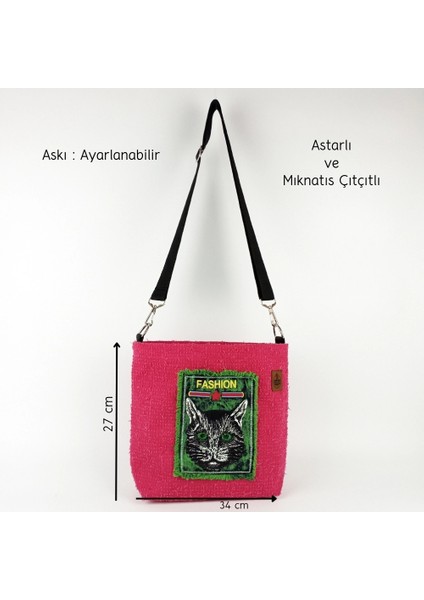 El Yapımı Kırpık Kot Omuz Çantası Fashion Kedi fiyatları