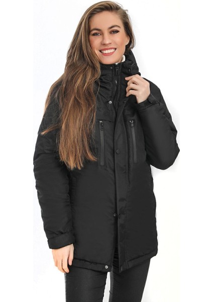 Kadın Polarlı Kürklü Su ve Rüzgar Geçirmez Kapüşonlu Kışlık Mont & Kaban & Parka fırsatları