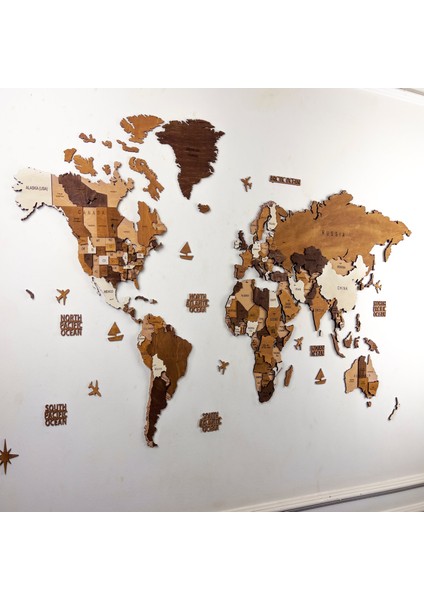 Ahşap Dünya Haritası Duvar Tablosu Ofis Dekor (Basic, Xlarge - 250X135 Cm, Ahşap) MF512 indirimleri