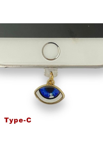 Type-C Çelik Takı Figürlü Telefon Şarj Portu Toz Tıpası Toz Tıkacı Charm TCGL5014