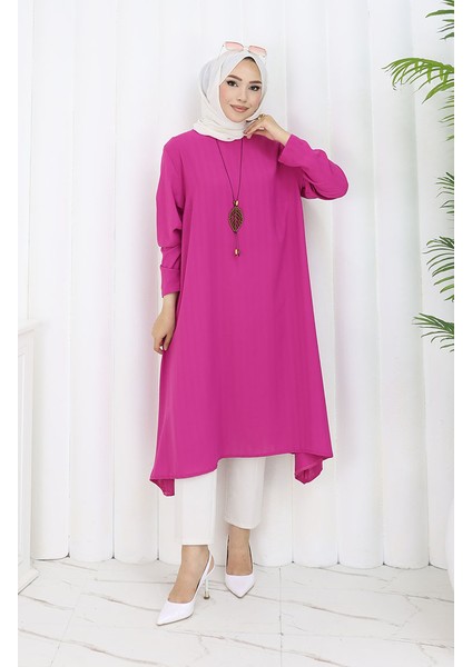 Krep Kumaş Salaş Tunik 1011-04 Fuşya fiyatları