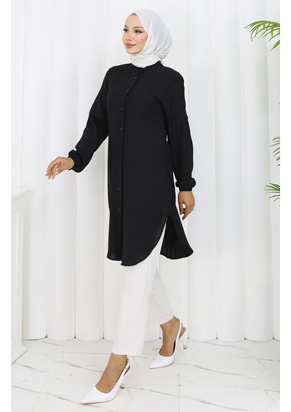 Boydan Düğmeli Tunik 3118-04 Siyah fiyatları