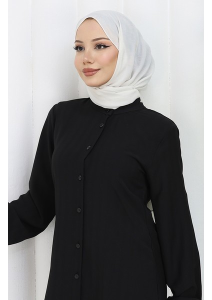 Boydan Düğmeli Tunik 3118-04 Siyah modelleri