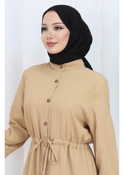 Boydan Düğmeli Tunik Pantolon Ikili Takım 2100-05 Sütlü Kahve modelleri