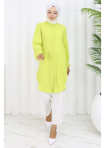 Boydan Düğmeli Tunik 3118-02 Sarımtırak Yeşil fiyatları