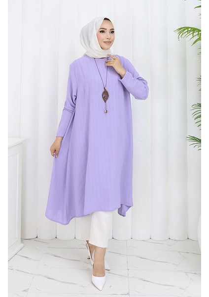 Krep Kumaş Salaş Tunik 1011-02 Lila