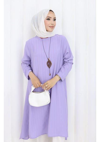 Krep Kumaş Salaş Tunik 1011-02 Lila modelleri