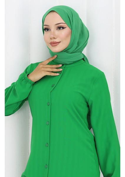 Boydan Düğmeli Tunik 3118-06 Zümrüt Yeşili fiyatları