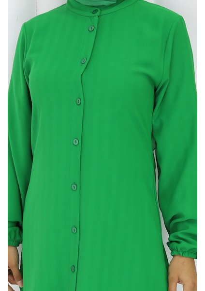 Boydan Düğmeli Tunik 3118-06 Zümrüt Yeşili modelleri