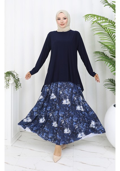 Sandy Kumaş Tunik Etek Ikili Takım 2073-01 Lacivert fiyatları