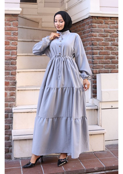 Beli Bağcıklı Elbise 2101-04 Gri fiyatları