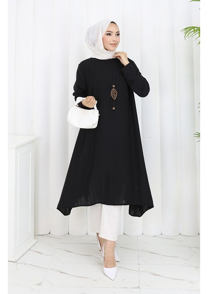 Krep Kumaş Salaş Tunik 1011-01 Siyah
