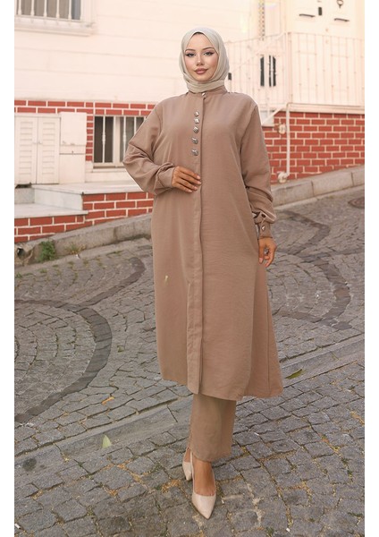 Aerobin Kumaş Tunik Pantolon Ikili Takım 2103-03 Vizon