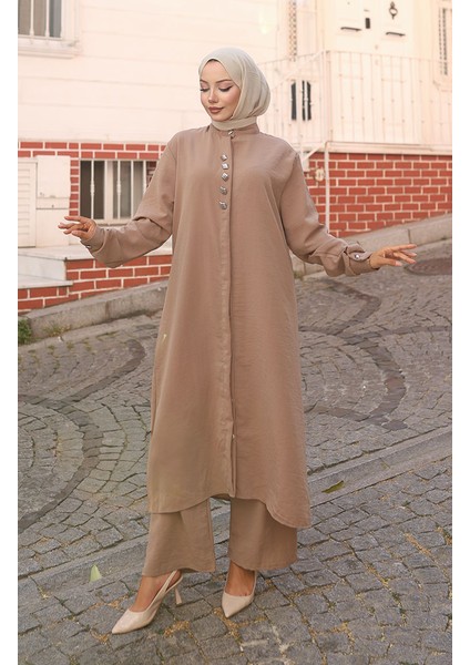 Aerobin Kumaş Tunik Pantolon Ikili Takım 2103-03 Vizon modelleri