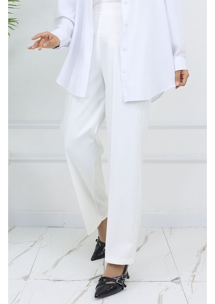 Bol Paça Pantolon 4001-06 Ekru modelleri