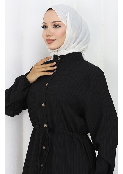Boydan Düğmeli Tunik Pantolon Ikili Takım 2100-04 Siyah modelleri