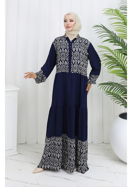 Farbali Garnili Viskon Elbise 994587B-02 Lacivert fiyatları