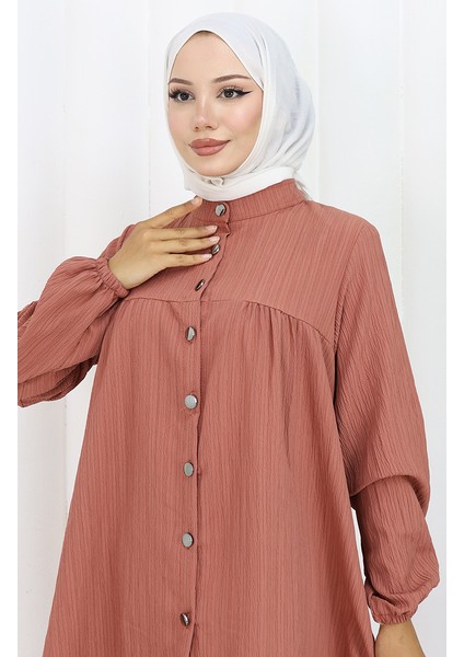 Boydan Düğmeli Tunik Pantolon Ikili Takım 2108-04 Gül Kurusu fırsatları