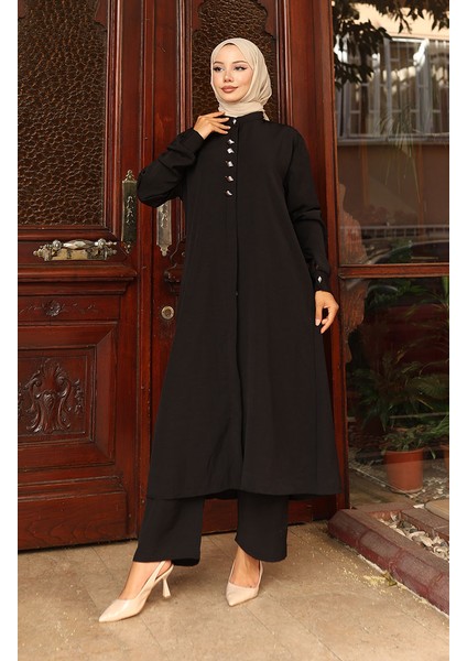 Aerobin Kumaş Tunik Pantolon Ikili Takım 2103-05 Siyah