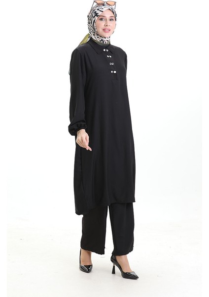 Gömlek Yaka Tunik Pantolon Ikili Takım 0123-06 Siyah fiyatları