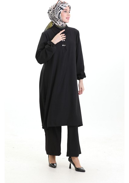 Gömlek Yaka Tunik Pantolon Ikili Takım 0123-06 Siyah modelleri