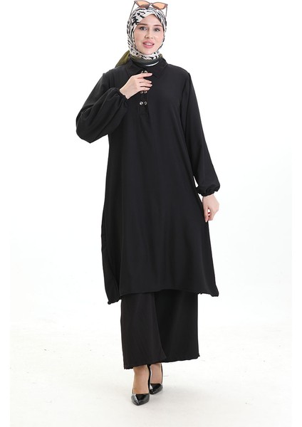 Gömlek Yaka Tunik Pantolon Ikili Takım 0123-06 Siyah fırsatları